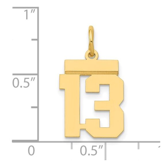 14k Yellow Gold, Athletic Collection, Small Polished Number 13 Pendant - Picture 4 of 5